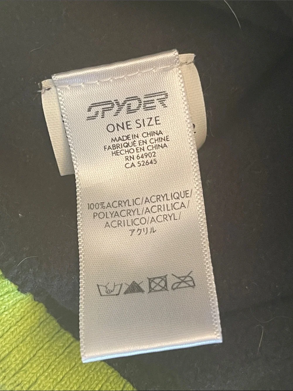 Spyder Lime Knit Beanie with Spider Logo Unisex OS Like New